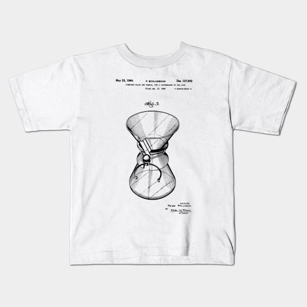 Coffee Chemex patent / chemex blueprint Kids T-Shirt by Anodyle